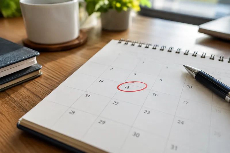 A calendar with one date circled in red